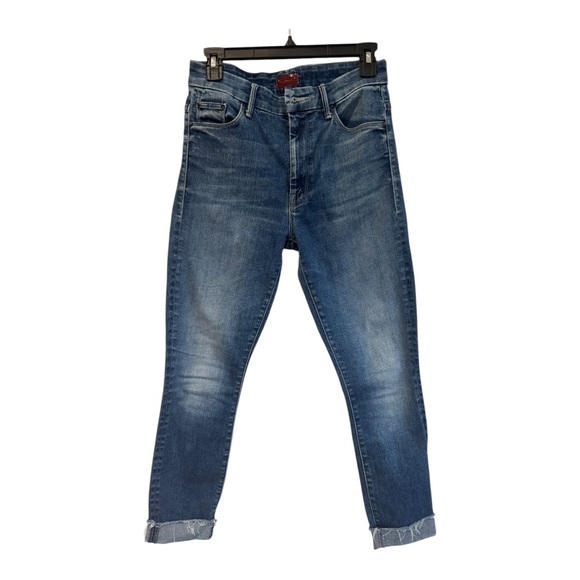 MOTHER Denim - MOTHER High Waisted Looker AnkleFray Jeans Women’s Size27 Night Clubbing Raw Hem